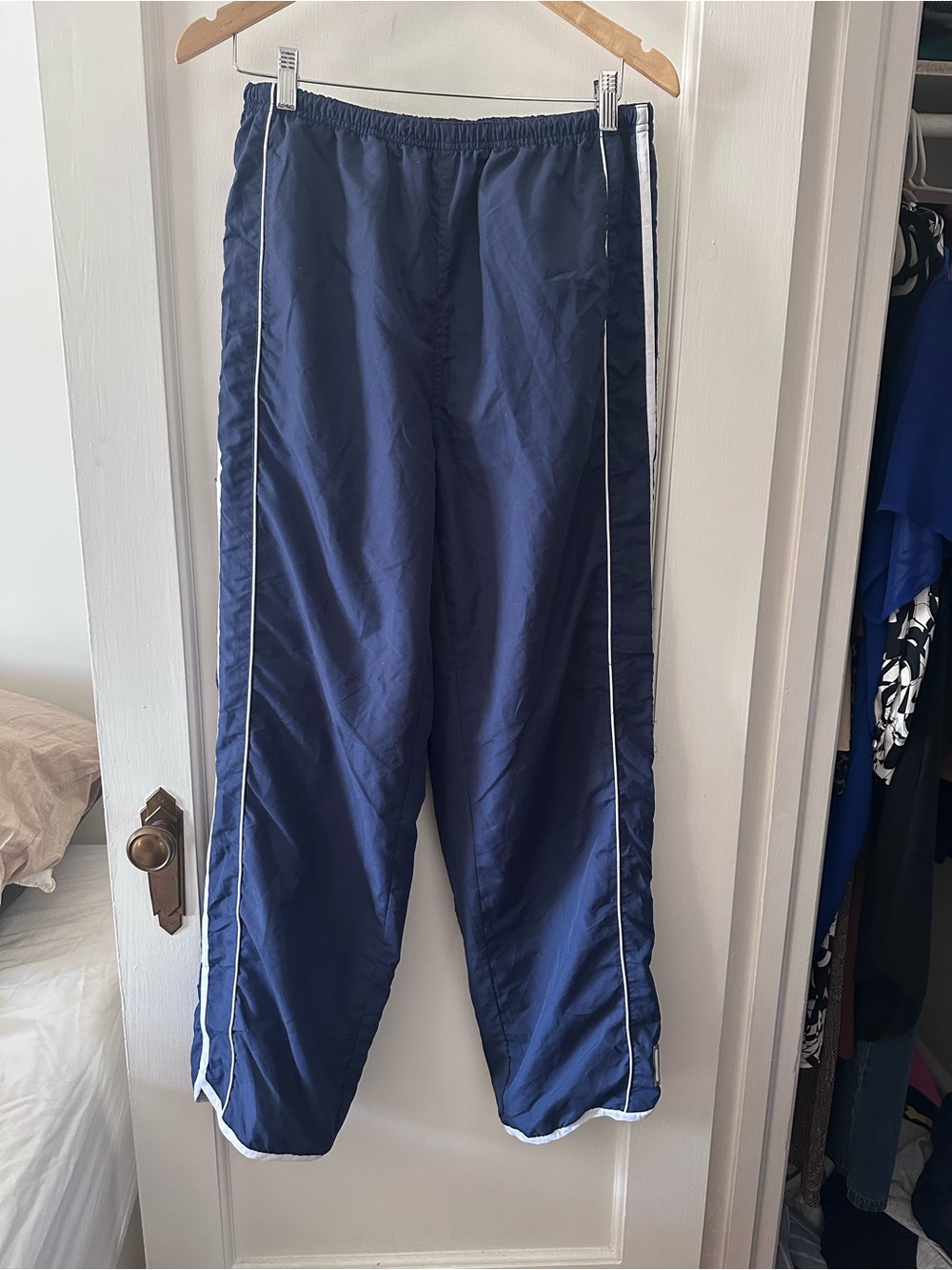 B.U.M. Equipment Navy Track Pants with White Stripe